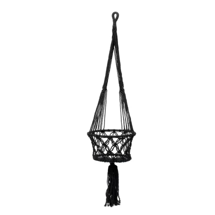 De Macramé Plantenhanger - Zwart - L_40