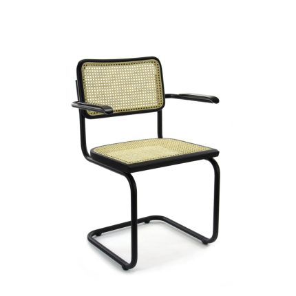 Werkliving Bas Eetkamerstoel - Rotan Design Zwart - met armleggers