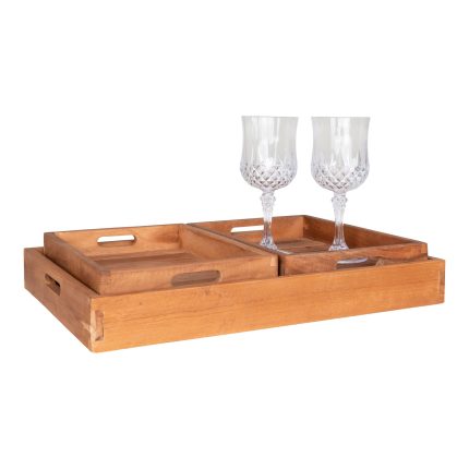 Faro Tray - 3 dienbladen in teak
