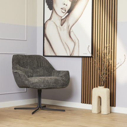 Fauteuil Mila – Donkergrijs Polyester Draaibaar