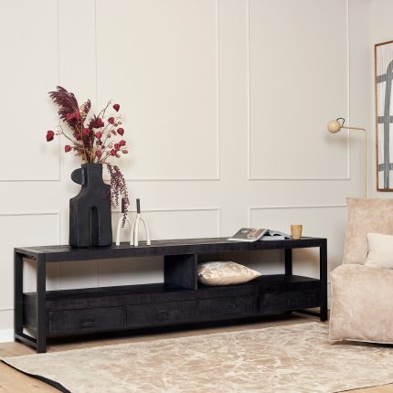 Tv meubel Boaz Zwart | 220 cm