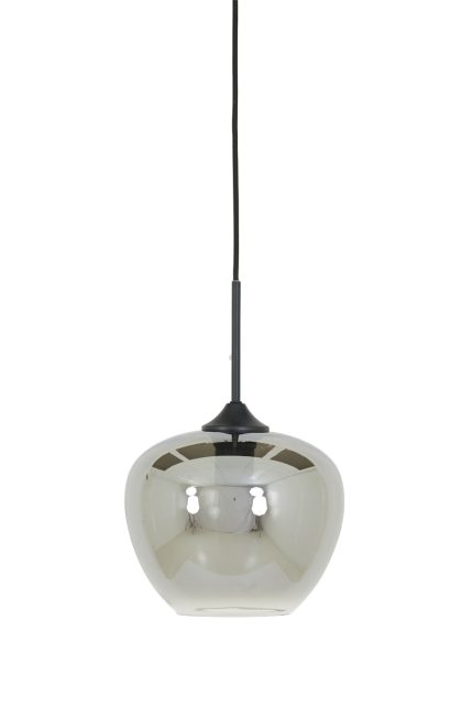 Hanglamp Ø23x18 cm MAYSON glas gerookt + mat zwart
