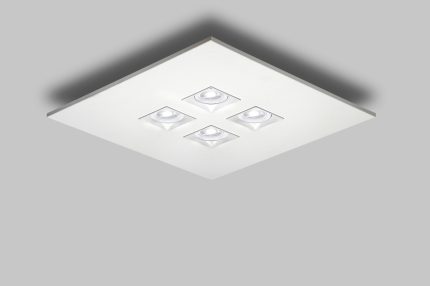 Plafondlamp Polifemo vierkant GU10 4 lichten gestructureerd wit