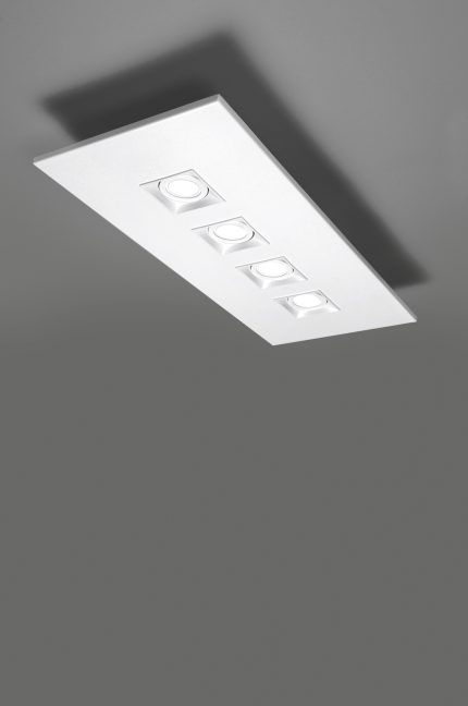 Plafondlamp Polifemo rechthoekig GU10 4 lichten gestructureerd wit