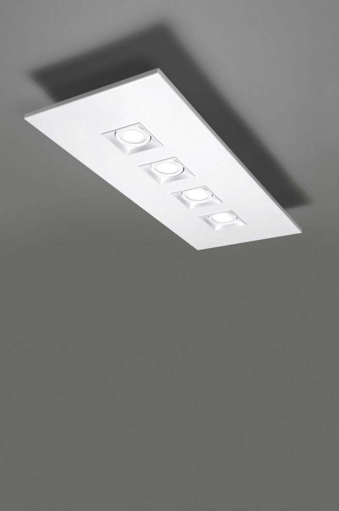 Plafondlamp Polifemo rechthoekig GU10 4 lichten gestructureerd wit - Afbeelding 1
