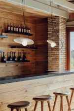 Hanglamp @ 38 cm. G9 in koper met textuur
