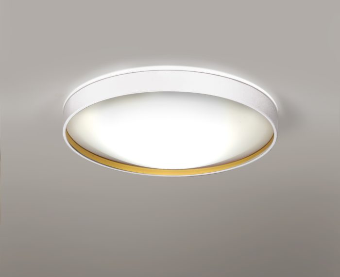 Alina plafondlamp @ 50 cm 3 x E27 Wit + goudkleurig gestructureerd interieur - Afbeelding 1