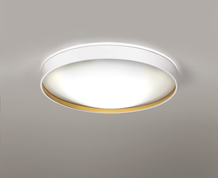 Alina plafondlamp @ 37 cm 2 x E27 Wit + goudkleurig gestructureerd interieur