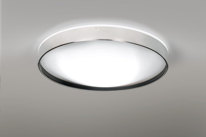 Alina plafondlamp @ 50 cm 3 x E27 Glanzend chroom + zwart gestructureerd interieur - Afbeelding 1