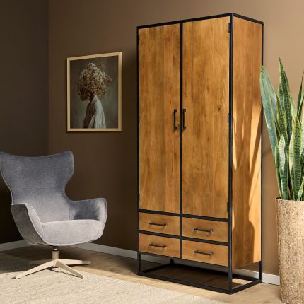 Kast Denver | Mangohout en staal | 90 cm