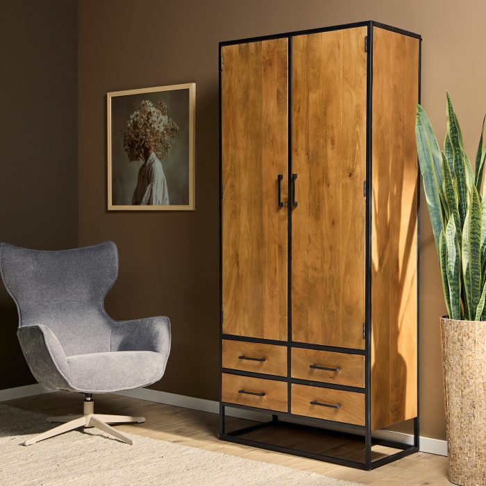 Kast Denver | Mangohout en staal | 90 cm - Afbeelding 1