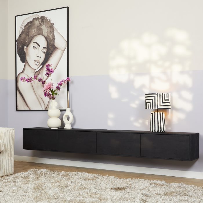 Zwevend Tv-meubel Vision Black | 240 cm - Afbeelding 1