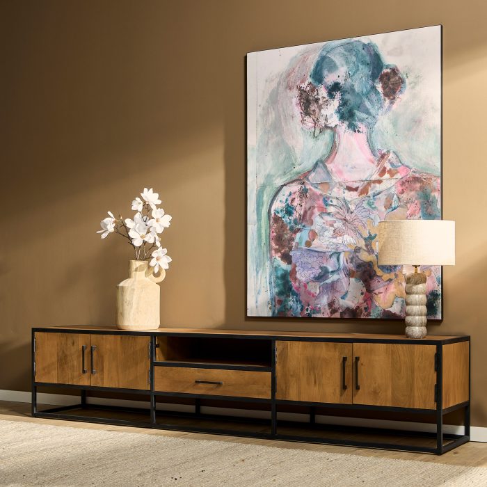 Tv-meubel Denver | Mangohout en staal | 240 cm - Afbeelding 1