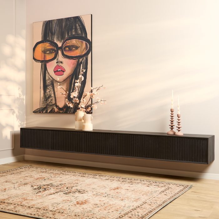 Zwevend tv-meubel Madison Zwart | 280 cm - Afbeelding 1