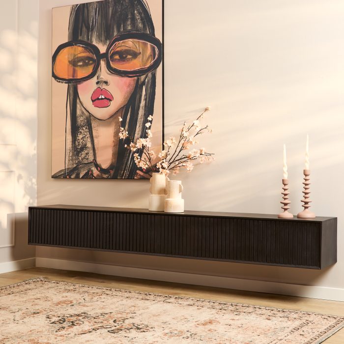 Zwevend tv-meubel Madison Zwart | 240 cm - Afbeelding 1