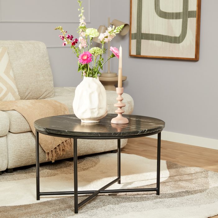 Salontafel Mex | Zwart marmer 75 cm - Afbeelding 1