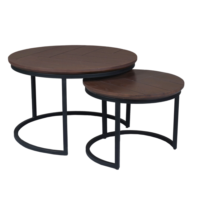 Salontafel Otik Walnoot Eiken | 70 cm | set van 2 - Afbeelding 1