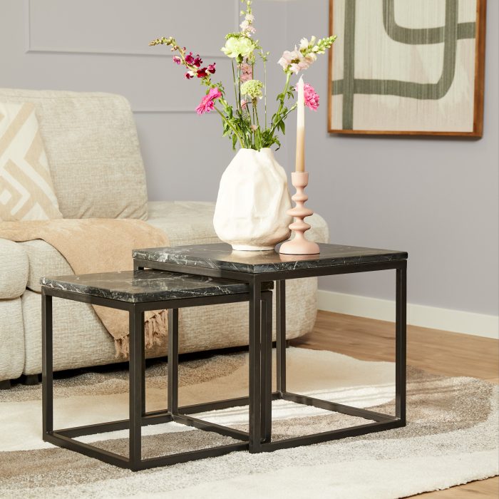 Salontafel set Daan | Zwart marmer 50-40 cm - Afbeelding 1