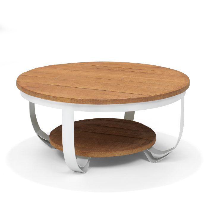 Salontafel Paris 70 Rond Wit+Naturel - Afbeelding 1
