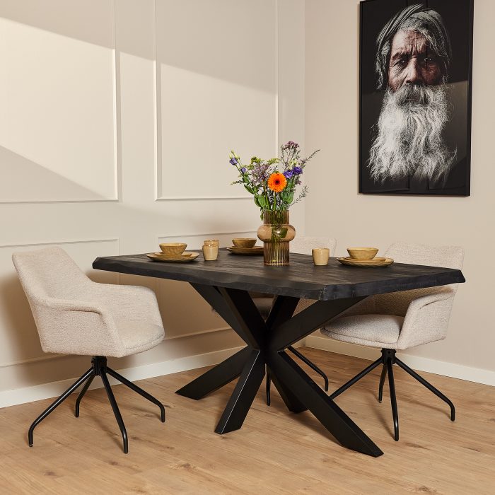 Boomstamtafel Boston Zwart | 160 cm - Afbeelding 1