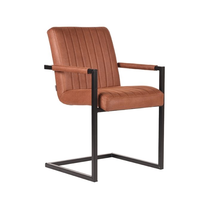 LABEL51 Eetkamerstoel Milo - Cognac - Microfiber - Afbeelding 1