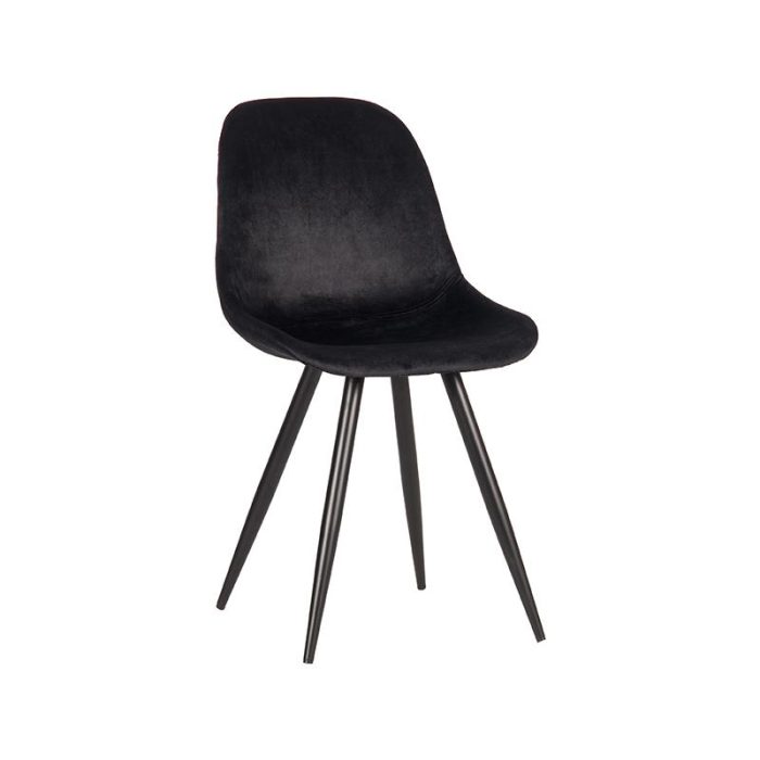 LABEL51 Eetkamerstoel Capri - Zwart - Fluweel - Afbeelding 1