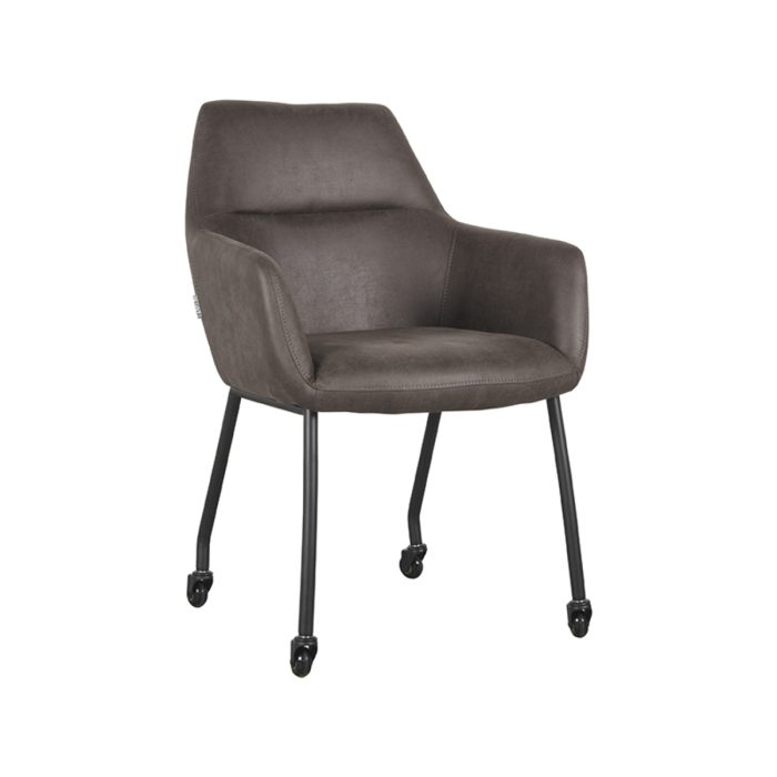 LABEL51 Eetkamerstoel Lenny - Antraciet - Microfiber - Afbeelding 1