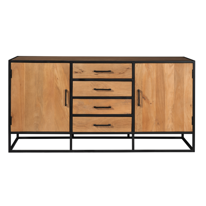 Dressoir Denver | Mangohout en staal | 165 cm - Afbeelding 2