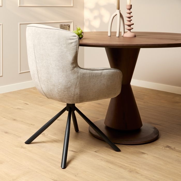 Eetkamerstoel Hanna | Beige | Met armleuning (set van 2) - Afbeelding 2