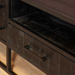 Tv-meubel Denver Zwart 145 cm | Mangohout en staal - Afbeelding 2