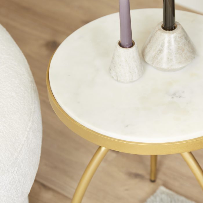 Bijzettafel Kay | Wit marmer 40 cm - Afbeelding 2
