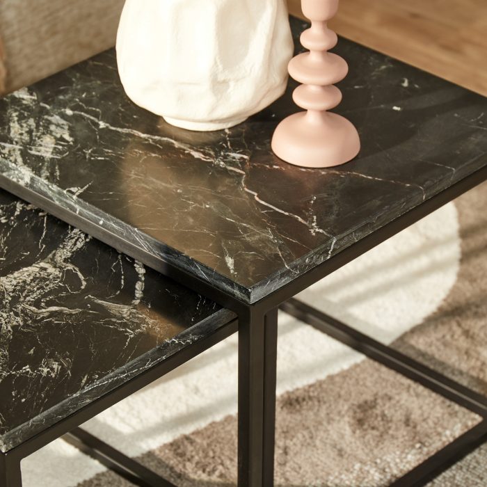 Salontafel set Daan | Zwart marmer 50-40 cm - Afbeelding 2