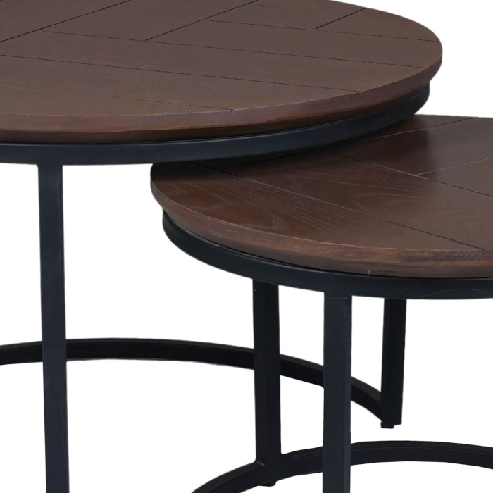 Salontafel Otik Walnoot Eiken | 70 cm | set van 2 - Afbeelding 2