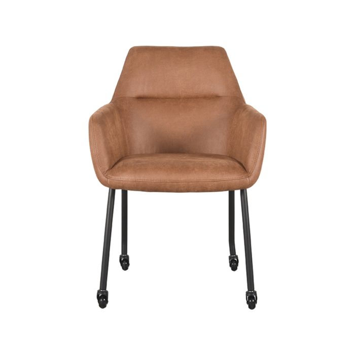 LABEL51 Eetkamerstoel Lenny - Cognac - Microfiber - Afbeelding 2