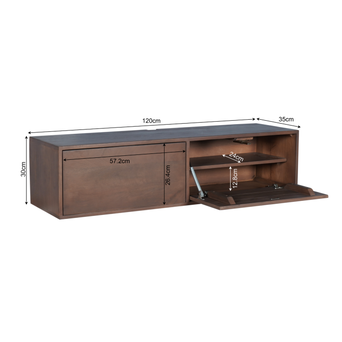 Zwevend tv-meubel Vision Walnut | 120 cm - Afbeelding 4