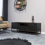 Tv-meubel Denver Zwart 145 cm | Mangohout en staal - Afbeelding 4