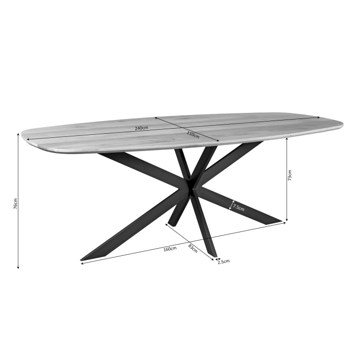 Eiken eettafel Ferris | Deens Ovaal 240 cm | Naturel - Afbeelding 4
