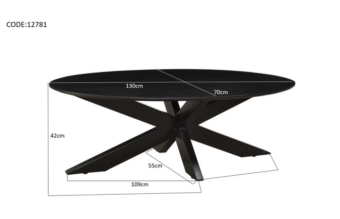 Oslo Ovaal Zwart 130 cm - Afbeelding 4