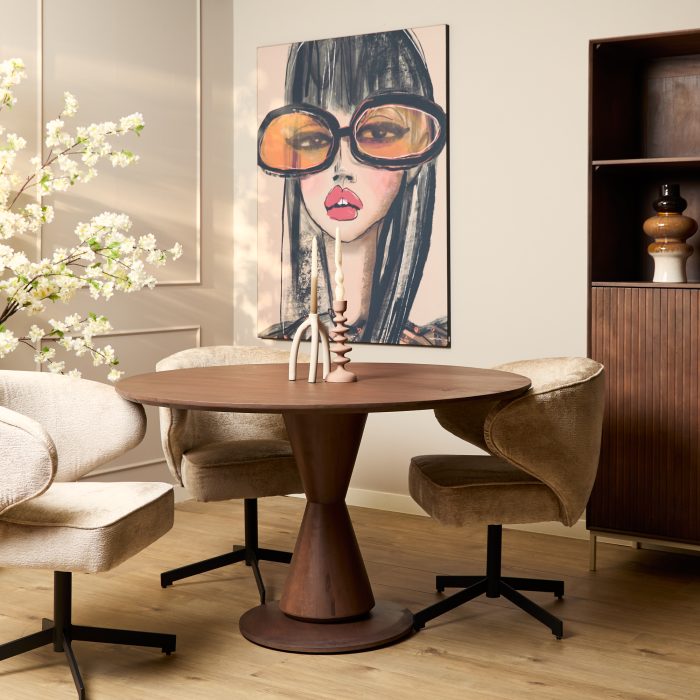 Eettafel Lima Walnoot | 130 cm | Rond - Afbeelding 4