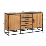 Dressoir Denver | Mangohout en staal | 165 cm - Afbeelding 4