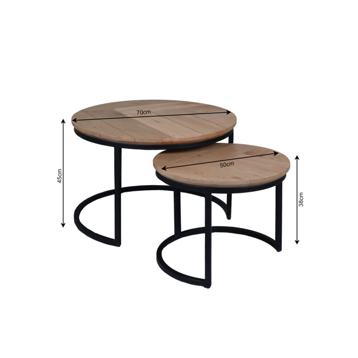 Salontafel Otik Natuurlijk Eiken | 70 cm | set van 2 - Afbeelding 5