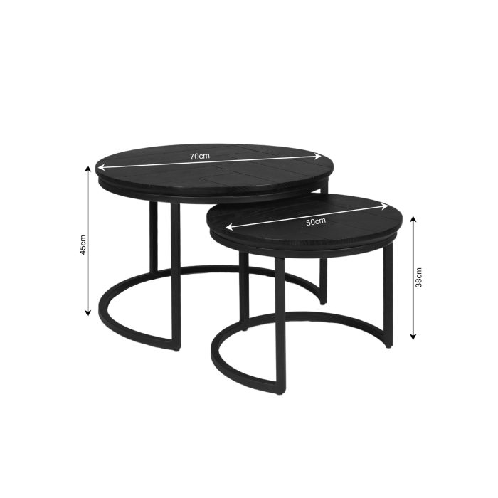 Salontafel Otik Black Oak | 70 cm | set van 2 - Afbeelding 5