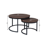 Salontafel Otik Walnoot Eiken | 70 cm | set van 2 - Afbeelding 5