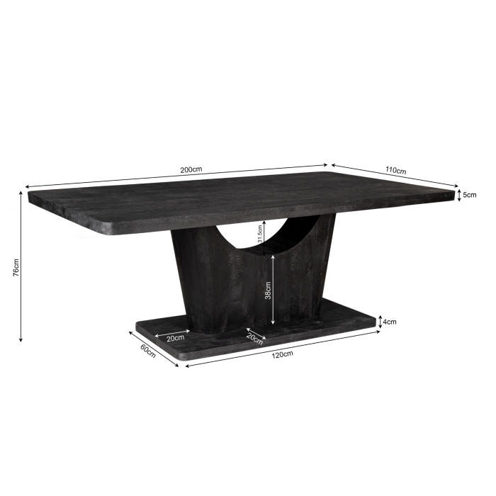 Eettafel Voco | 200 cm | Zwart - Afbeelding 5