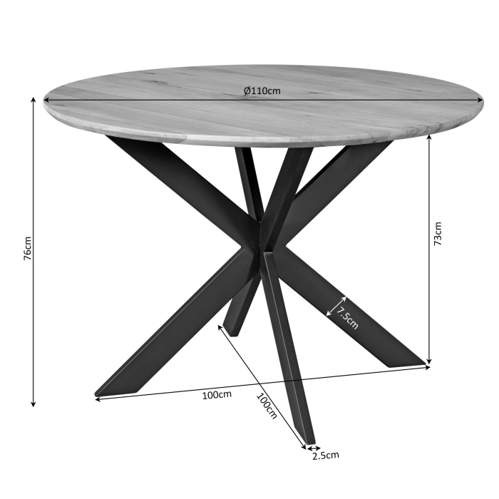 Eiken eettafel Ferris | Rond 110 cm | Naturel - Afbeelding 5