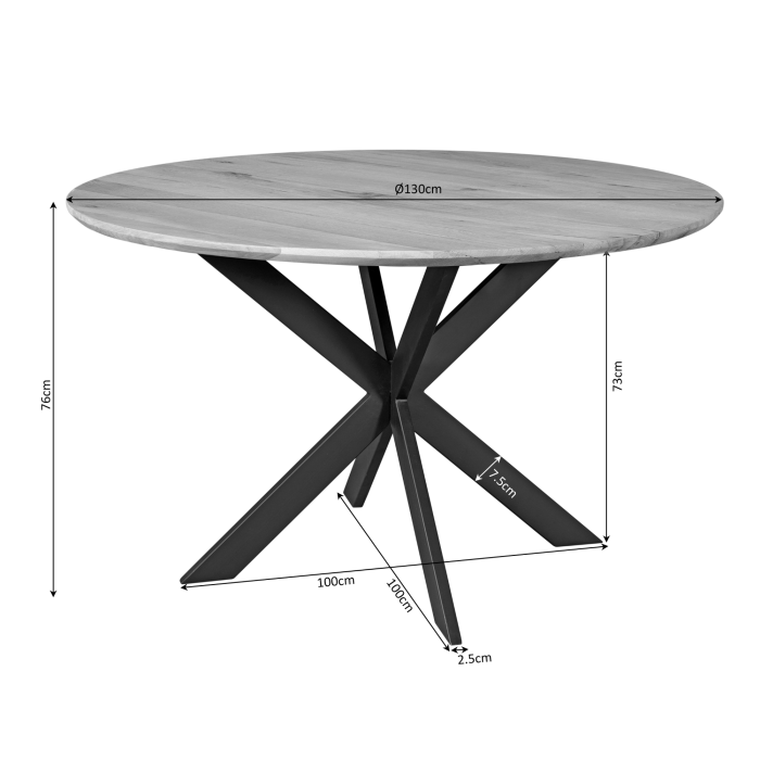 Eiken eettafel Ferris | Rond 130 cm | Naturel - Afbeelding 5