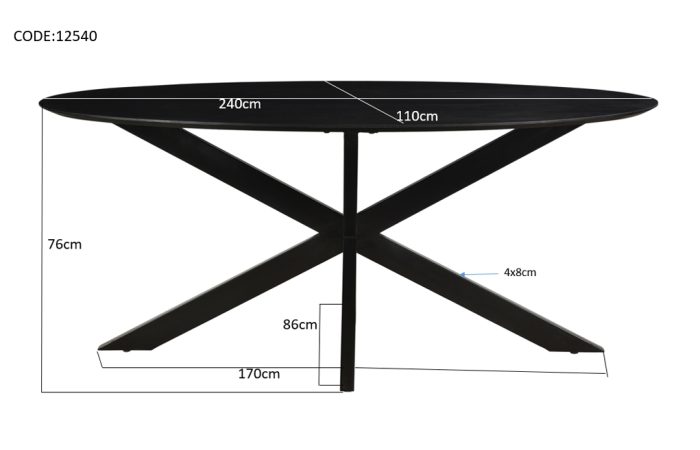 Oslo Zwart Ovaal 240 cm - Afbeelding 5