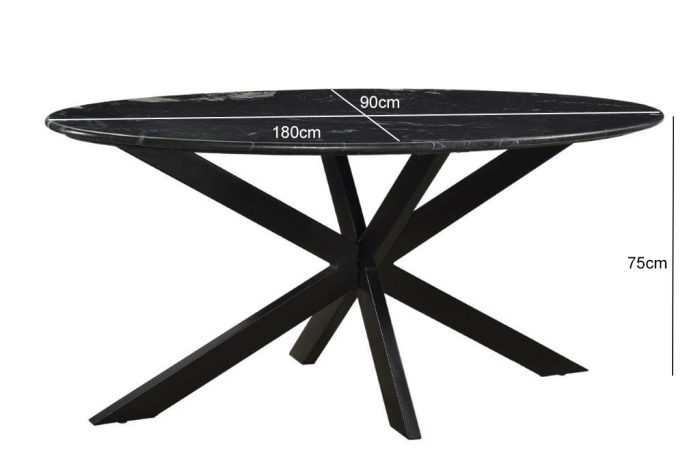 Marmeren Ovale Spin Zwart 180cm - Afbeelding 5