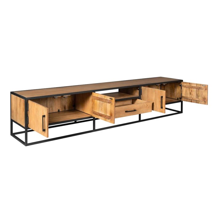 Tv-meubel Denver | Mangohout en staal | 240 cm - Afbeelding 6