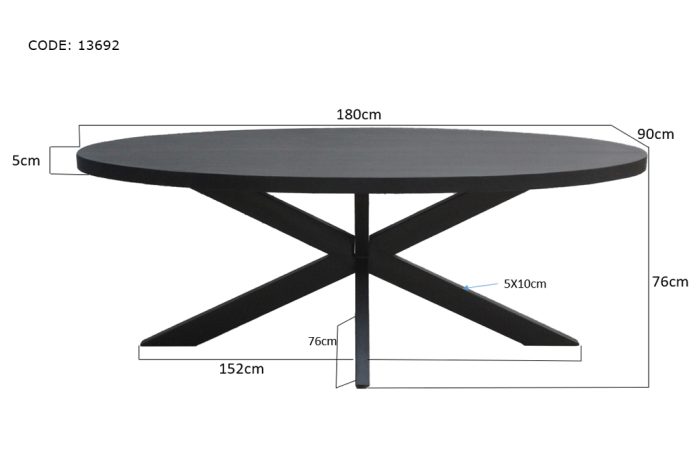 Oslo Ovaal Zwart 160 cm - Afbeelding 6